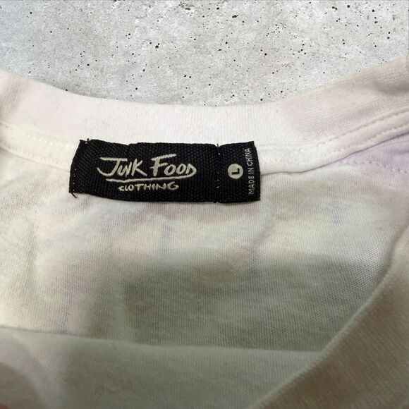 Denver Broncos Cropped T-Shirt Junk Food NFL Varsity Stripe Retro Logo Sz Large - Picture 7 of 9